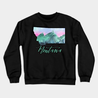 Watercolor Painting Montana State Pride Lettering Crewneck Sweatshirt